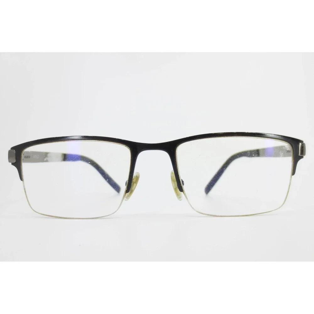 Safilo Elasta SA 1030 T7G Gunmetal Black Rectangular Rimless Eyeglasses 55mm